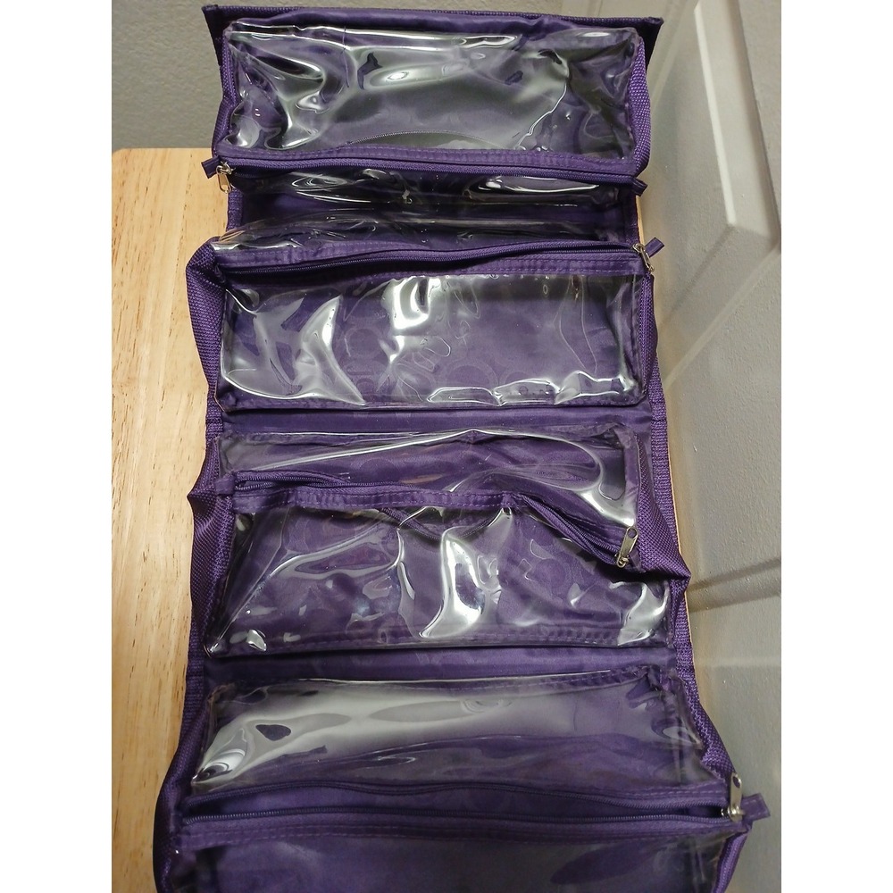 Joy Mangano Toiletry Make Up Bag Purple The Better Beauty Case Roll Up - Picture 4 of 8